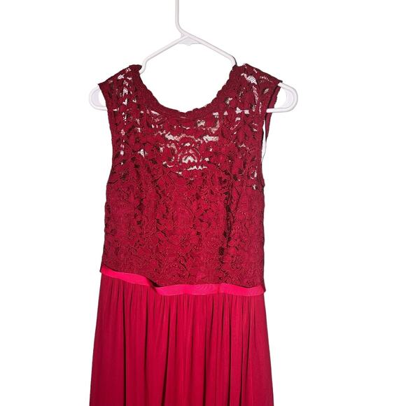 Davids Bridal Red Bridesmaid Prom Dress Maxi Long HOCO Gala Holiday Event Glam - Picture 2 of 10